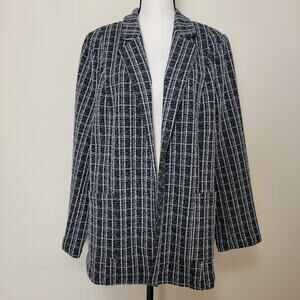 Skies Are Blue Curvy 1X Open Front Blazer Jacket Unlined Notch Collar Pockets